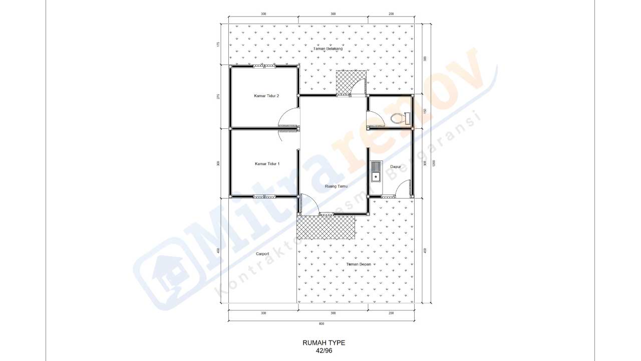 desain denah rumah type 42