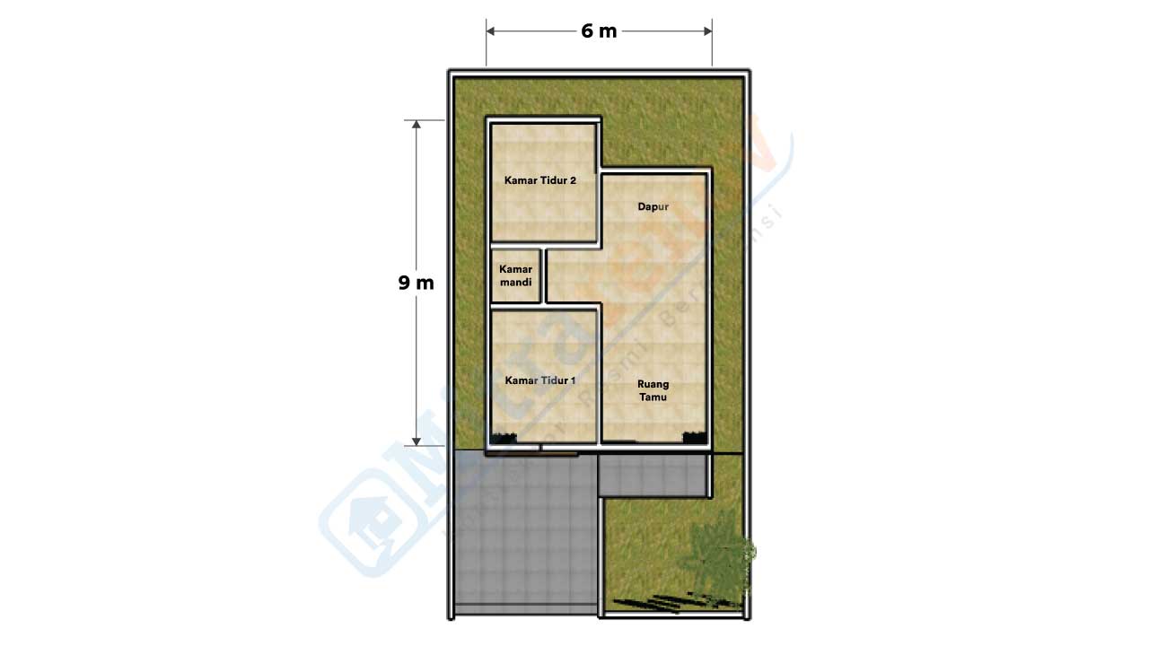 desain denah rumah 6x9