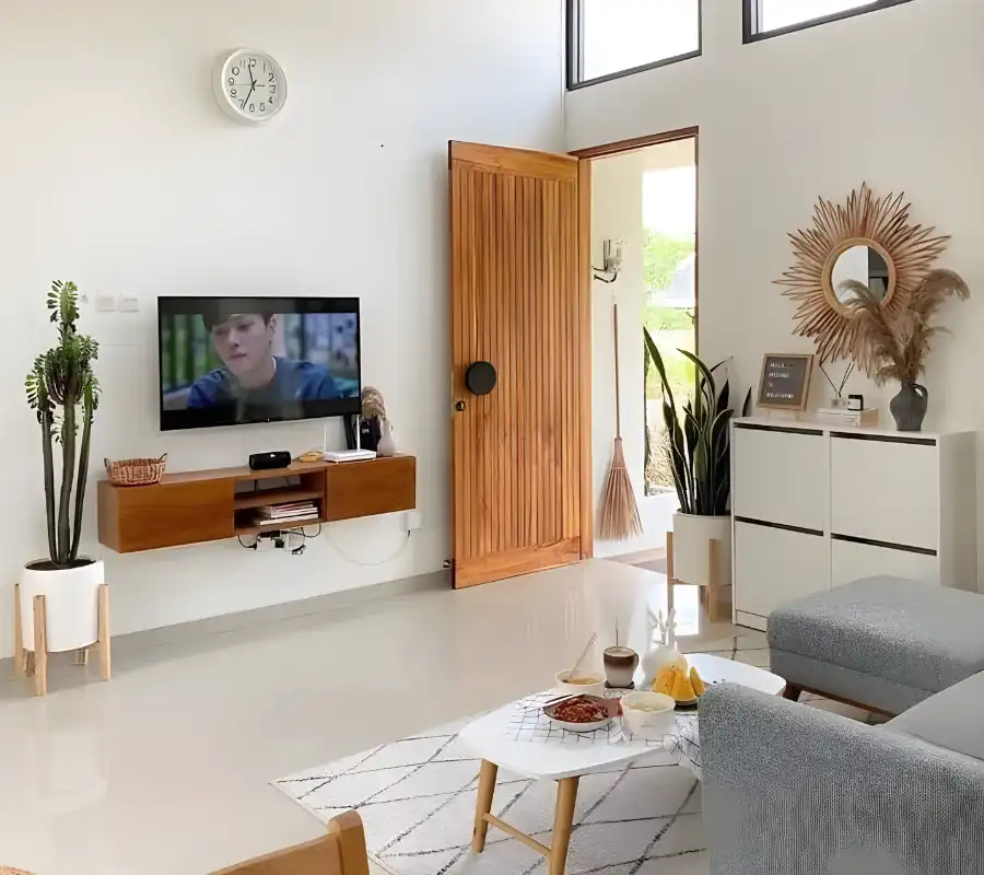 ruang tamu warna putih